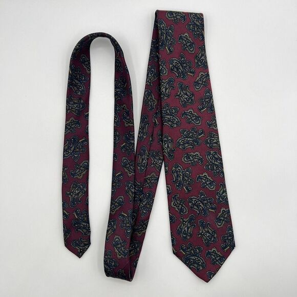 Robert Talbott For Redwood & Ross Burgundy Multicolor Paisley Silk Tie Necktie - Picture 7 of 7